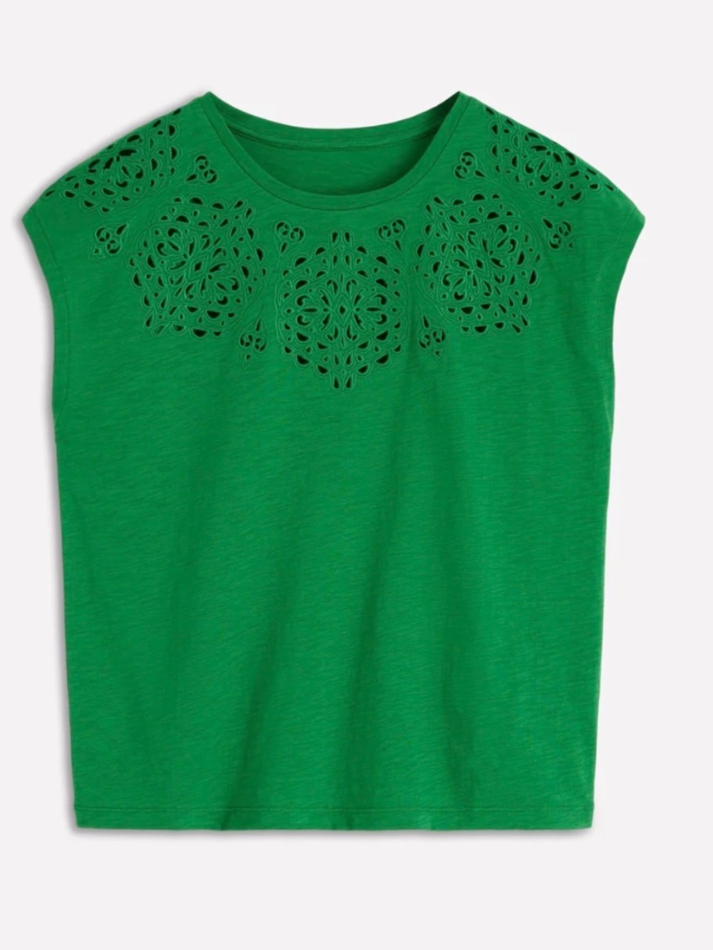 Boden Green Embroidery Detail top